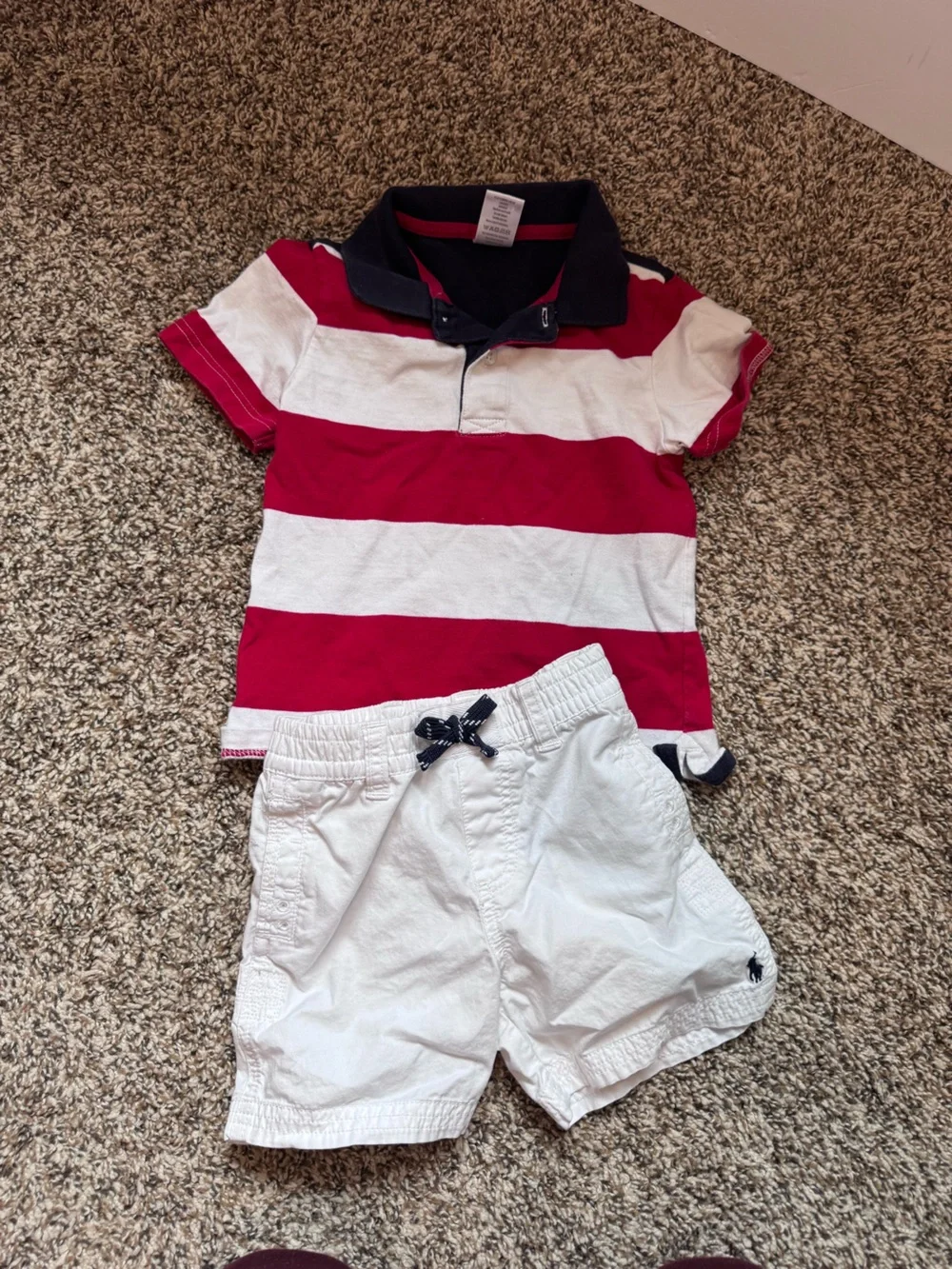 Ralph Lauren White Shorts and Gymboree American Flag Shirt 2T